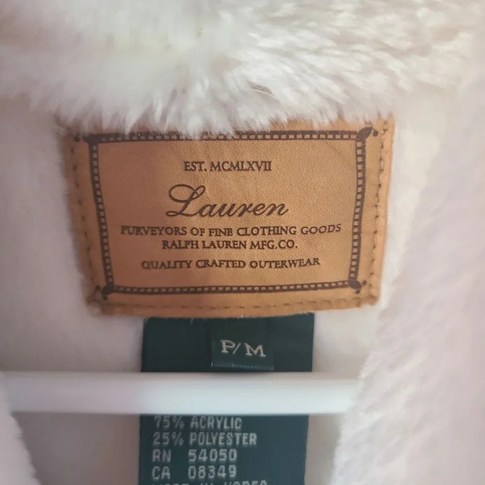 Ralph Lauren US Women's Size MP Faux Fur Faux Suede Vest Ivory Outerwear - Picture 7 of 11